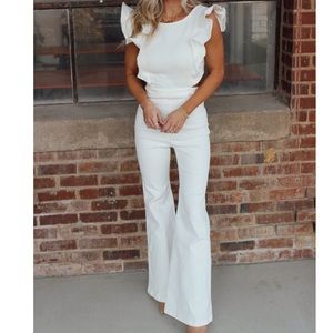 White Ruffle Jumpsuit